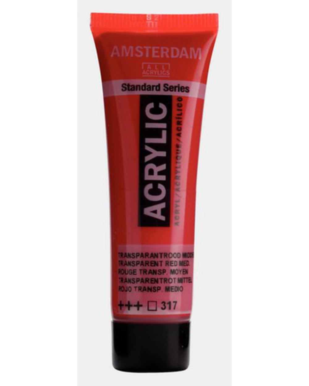 Amsterdam, Acrylic, Art & School, Paint, 20ml, 974510, Transparent Red Medium